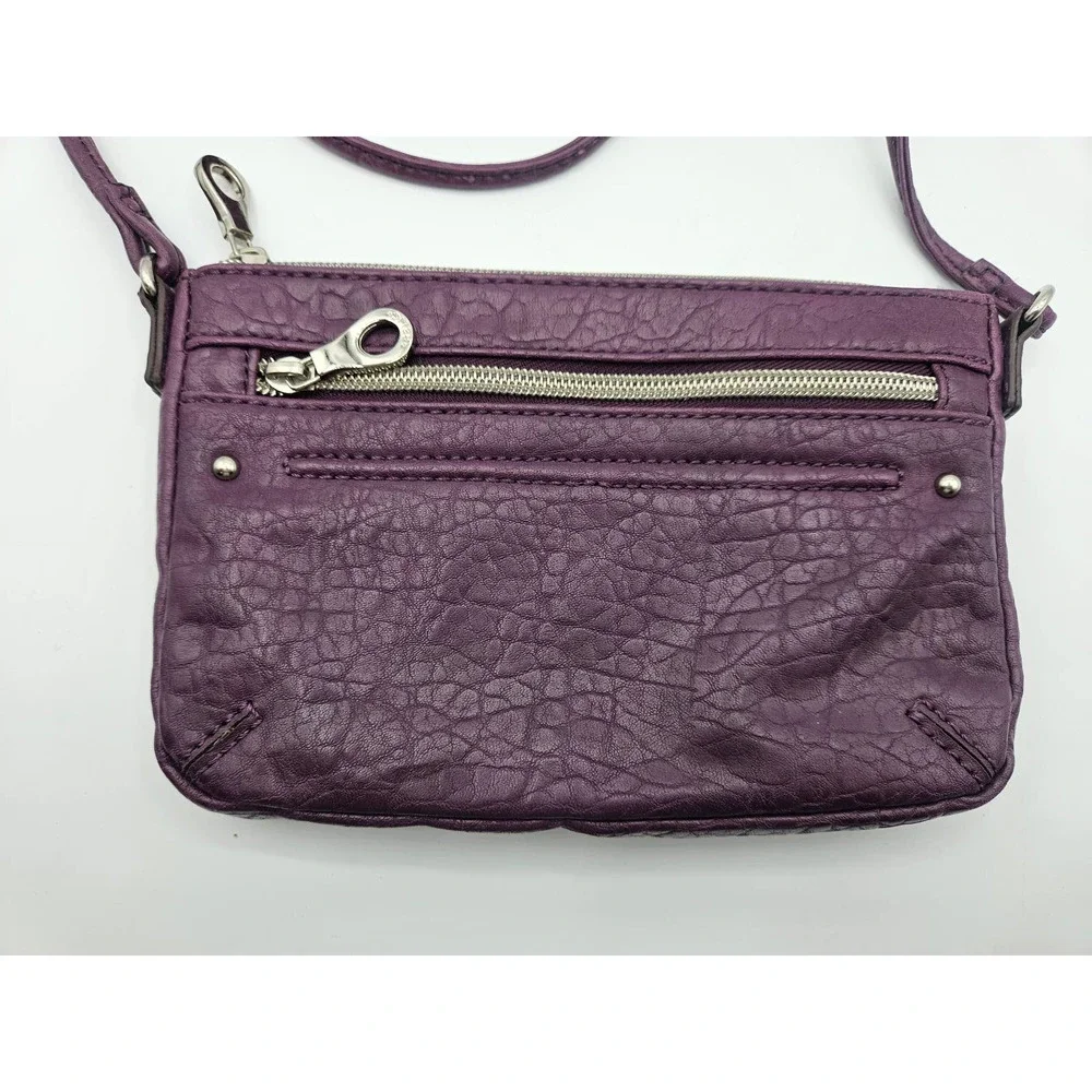 Relic Women's Crossbody Purple Pebbled Leather Purse Handbag Zipper Pocket‎
